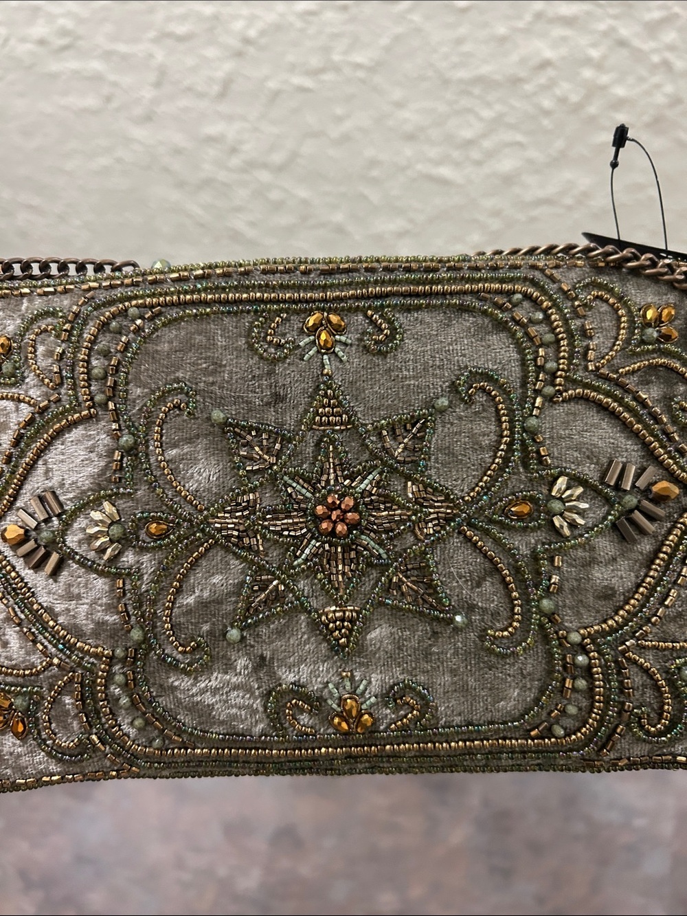Mary Francis HAND BEADED Velvet Crossbody Clutch Olive Green BRAND NEW WITH TAG - Picture 12 of 16
